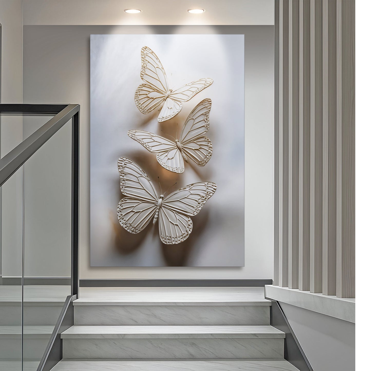 Delicate Flight Wall Art canvas with cream butterfly motifs Tailored Canvases Crafting Canvas on Tampa Home & Garden Store
