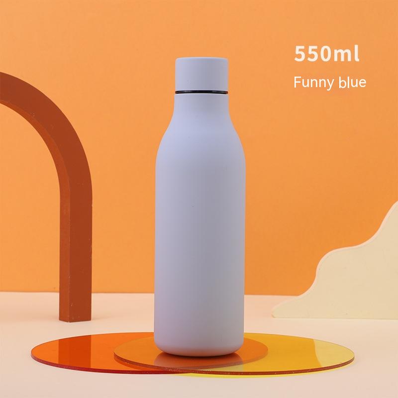 Stainless steel thermal water bottle 550ml in funny blue, vacuum insulated on Tampa Home & Garden Store