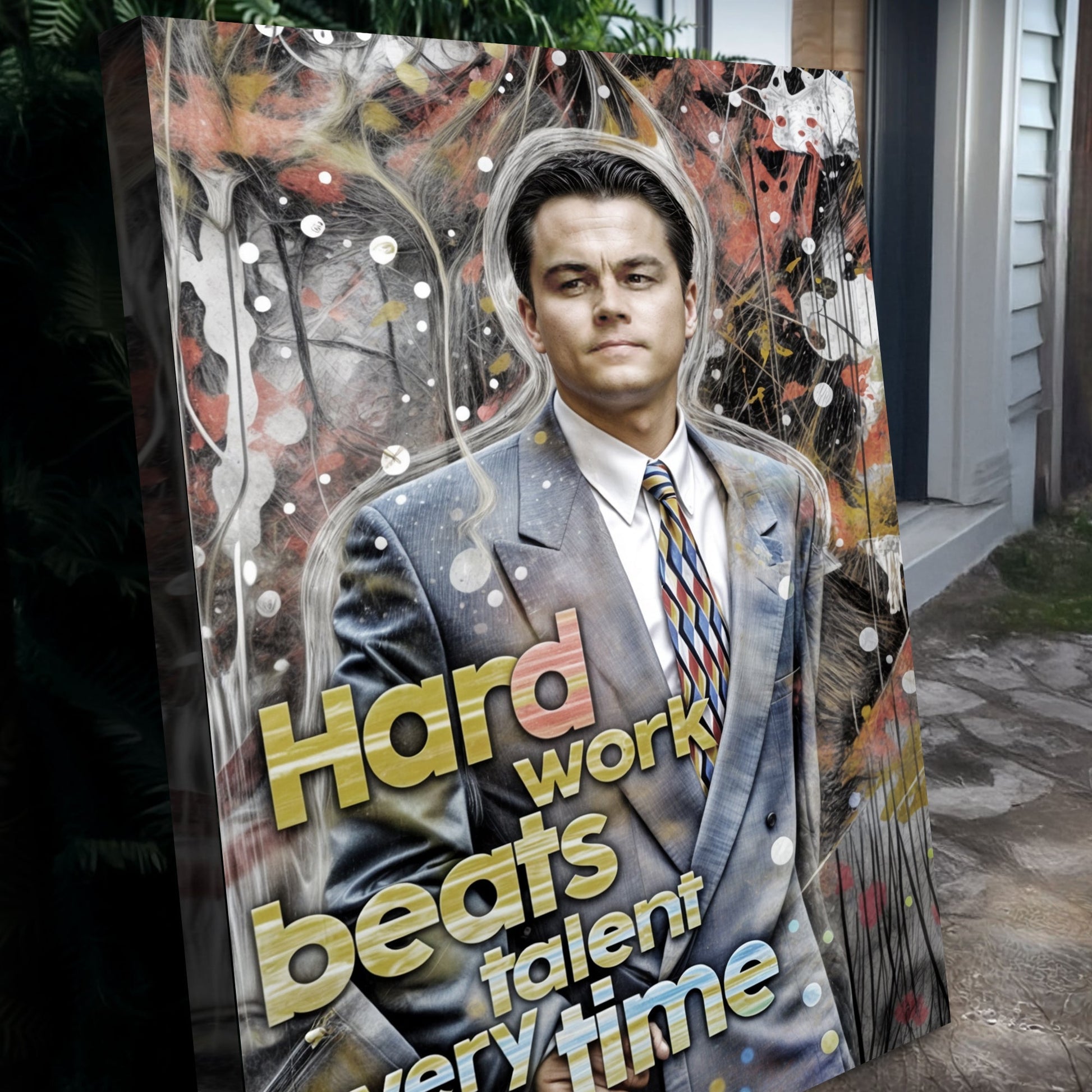 Hard Work Beats Talent Every Time canvas by Tailored Canvases with vibrant abstract background on Tampa Home & Garden Store