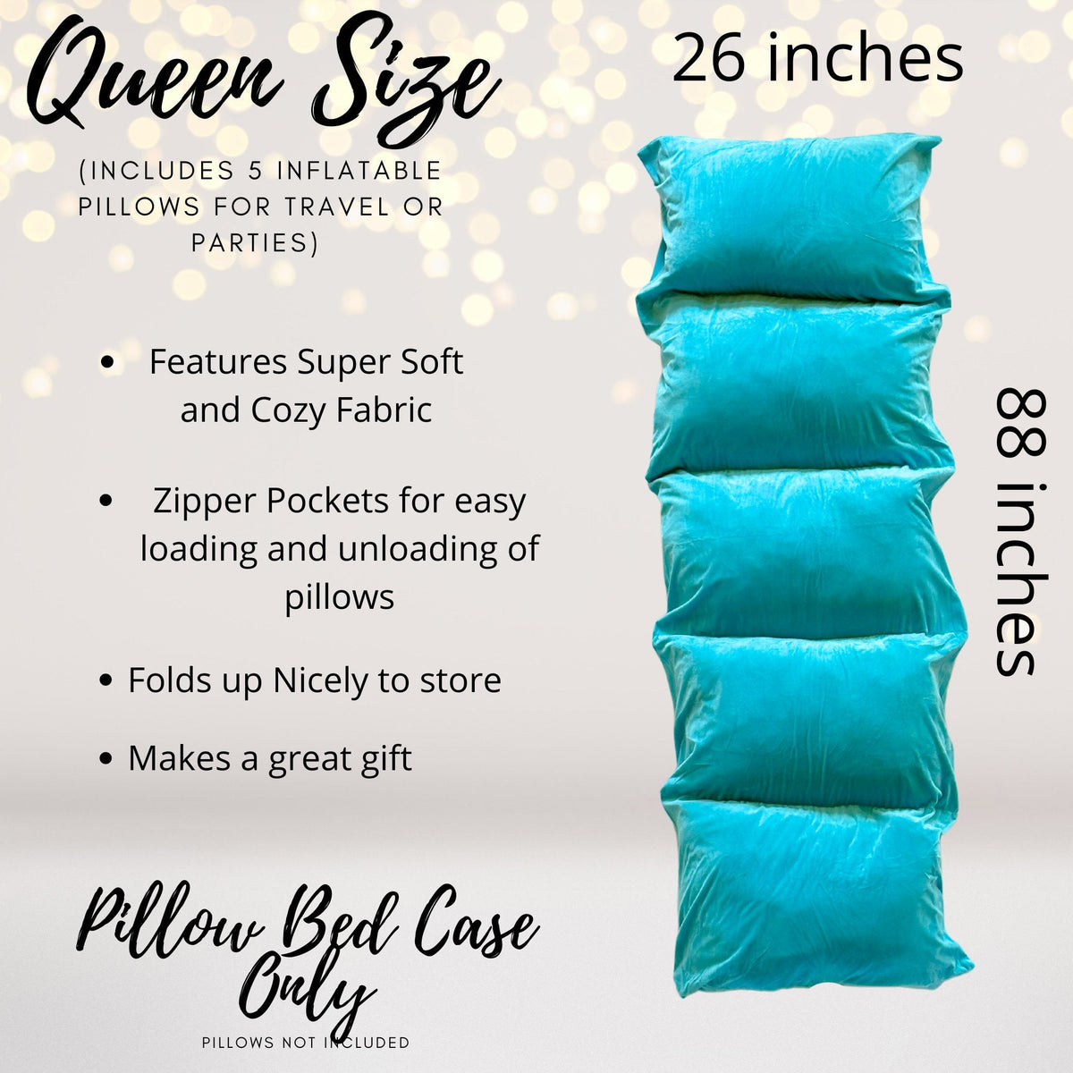 Turquoise blue Pillow Floor Lounger with slipcover for kids sleepovers, bean bag style on Tampa Home & Garden Store