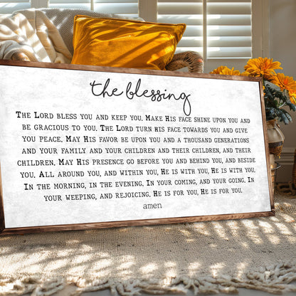 The Blessing Faith Sign II canvas by Tailored Canvases with white canvas and black text on Tampa Home & Garden Store