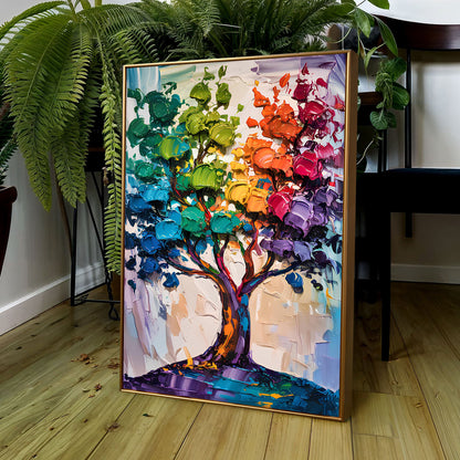 Rainbow Tree Abstract Wall Art canvas by Tailored Canvases; bold color tree on crafting canvas on Tampa Home & Garden Store