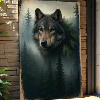 Wolf Double Exposure Wall Art V canvas Tailored Canvases with forest wolf portrait on Tampa Home & Garden Store
