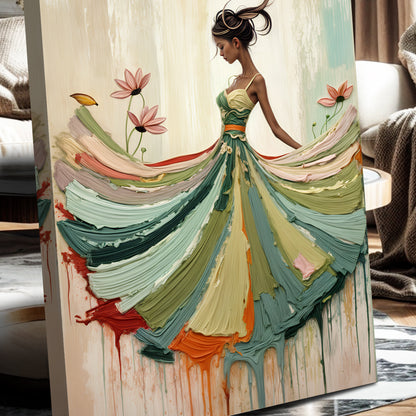 Blooming Modern Abstract Wall Art canvas by Tailored Canvases in teal ribbons on Tampa Home & Garden Store