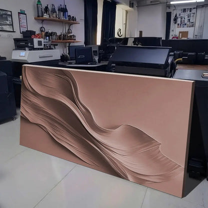 Warm Terracotta Minimalist Wall Art canvas by Tailored Canvases with flowing waves on Tampa Home & Garden Store