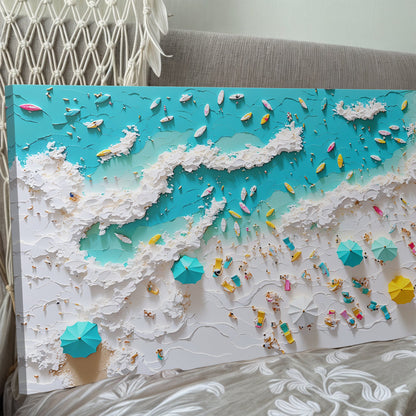 Beach Days Wall Art XI canvas by Tailored Canvases; ocean scene with foam and colorful boats on Tampa Home & Garden Store