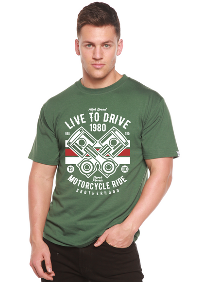 Live To Ride 1980 graphic tee, green bamboo viscose/organic cotton shirt by Spun Bamboo on Tampa Home & Garden Store