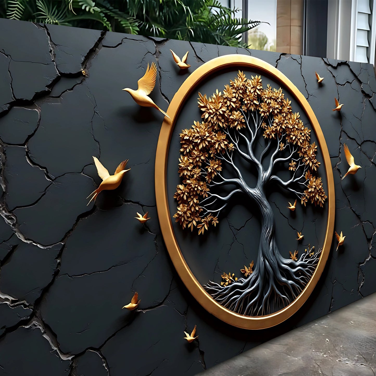 3D Celtic Tree of Life Wall Art IV canvas by Tailored Canvases, gold tree in circular frame on Tampa Home & Garden Store