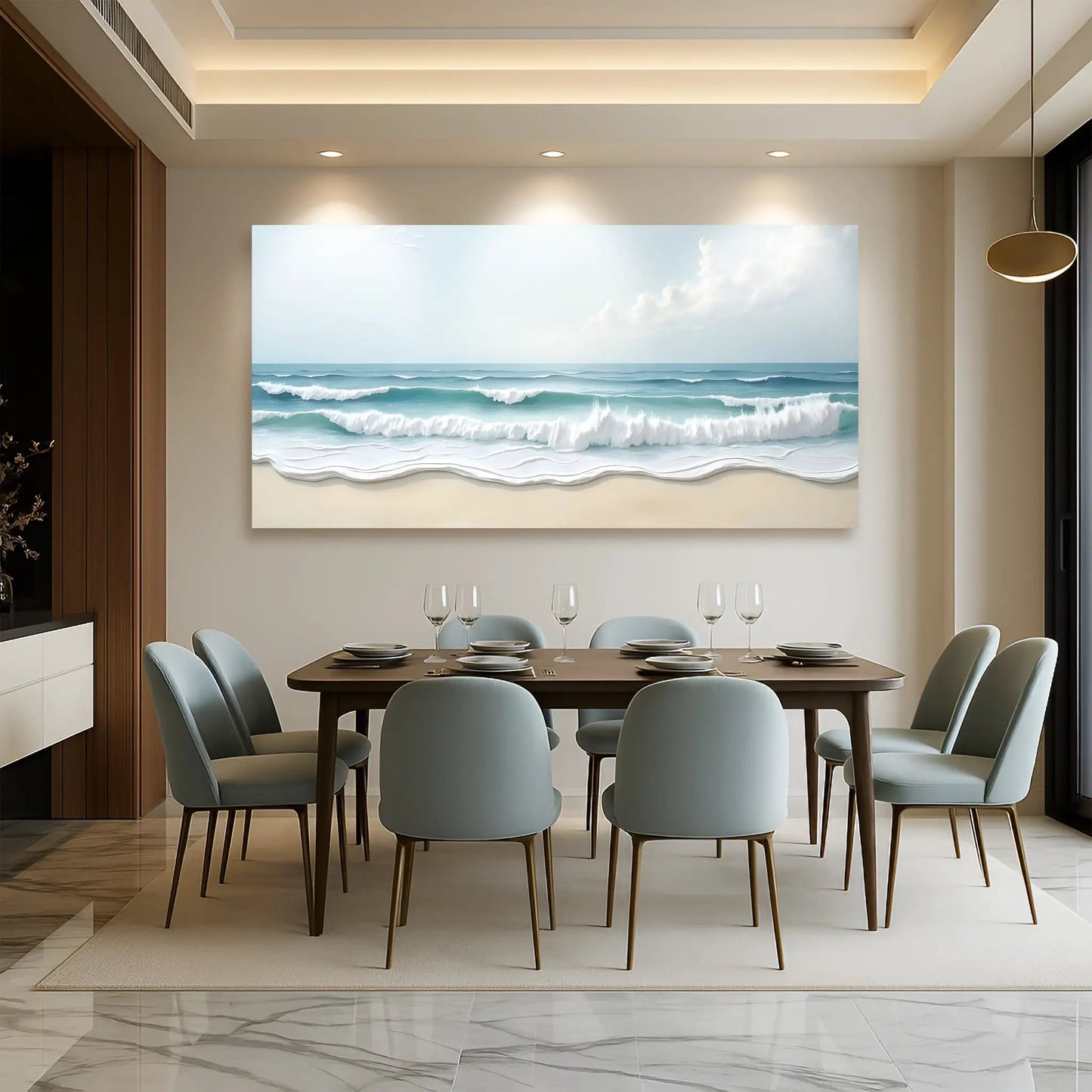 Serene Ocean Wave Coastal Wall Art Canvas XIV