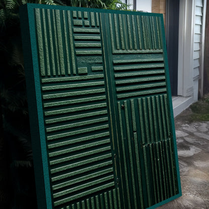 Green Abstract Patterns Wall Art Canvas with teal textured frame for crafting canvases on Tampa Home & Garden Store