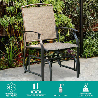 Columpio de jardín con asiento mecedora individual y estructura de acero