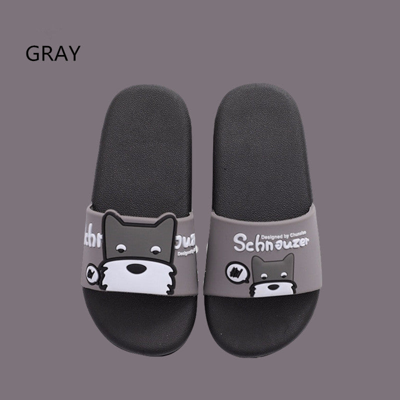 Stevvex kids dog slide sandals gray with cartoon puppy graphic pair on Tampa Home & Garden Store