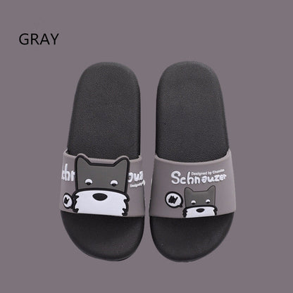 Stevvex kids dog slide sandals gray with cartoon puppy graphic pair on Tampa Home & Garden Store