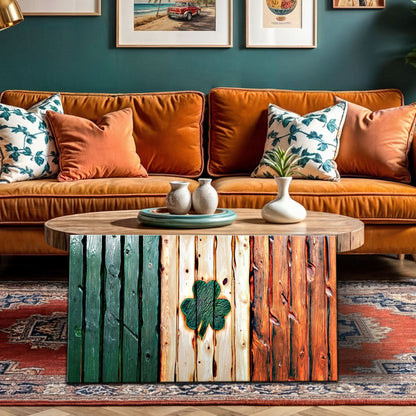 Irish Shamrock Glory wooden flag wall art canvas by Tailored Canvases with shamrock motif on Tampa Home & Garden Store