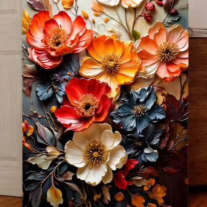 Blooming Garden Rhapsody Wall Art canvas with vibrant red, orange, and cream flowers on Tampa Home & Garden Store
