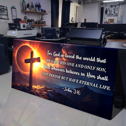 John 3:16 faith sign III canvas with cross, sunset by Tailored Canvases crafting canvas on Tampa Home & Garden Store