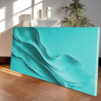 Turquoise Minimalist Wall Art canvas by Tailored Canvases crafting canvas with flowing wave on Tampa Home & Garden Store