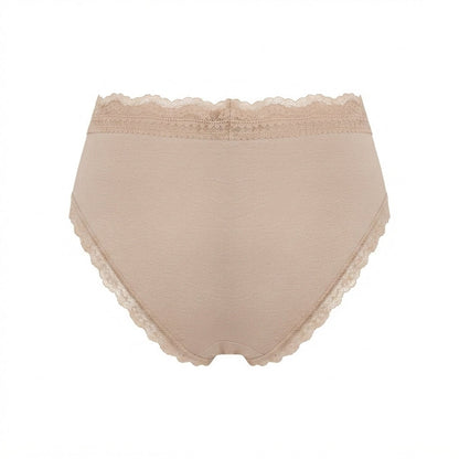 Organic Lace Mid-rise Brief in beige nude; organic cotton with scalloped lace trim by Net Positive on Tampa Home & Garden Store
