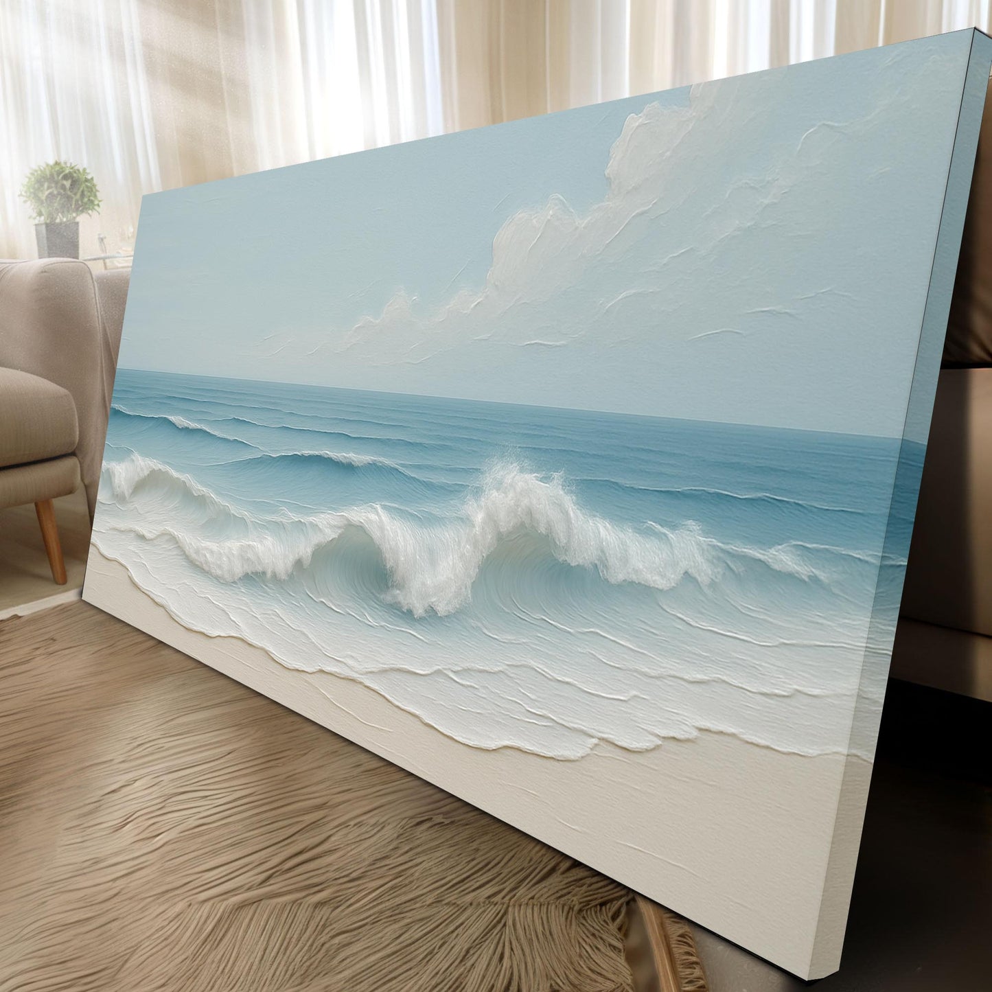 Serene Ocean Wave Coastal Wall Art VIII canvas by Tailored Canvases with pale blue ocean waves on Tampa Home & Garden Store