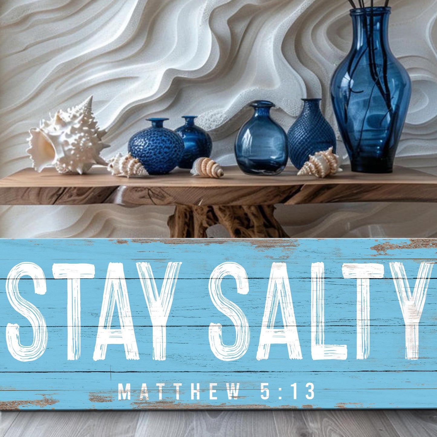 Stay Salty Coastal Sign IV canvas sign with lettering by Tailored Canvases coastal décor on Tampa Home & Garden Store
