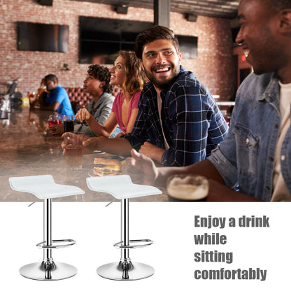 Juego de 2 taburetes de bar sin respaldo de cuero sintético ajustables - Blancos