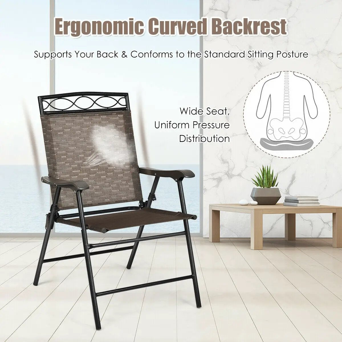 Set of 4 Patio Folding Chairs for Outdoor Use