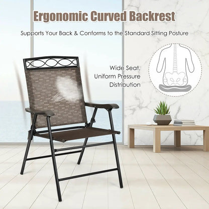 Set of 4 Patio Folding Chairs for Outdoor Use