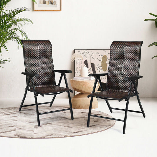 Patio Rattan Folding Chair with Armrest - Tampa Home & Garden Store