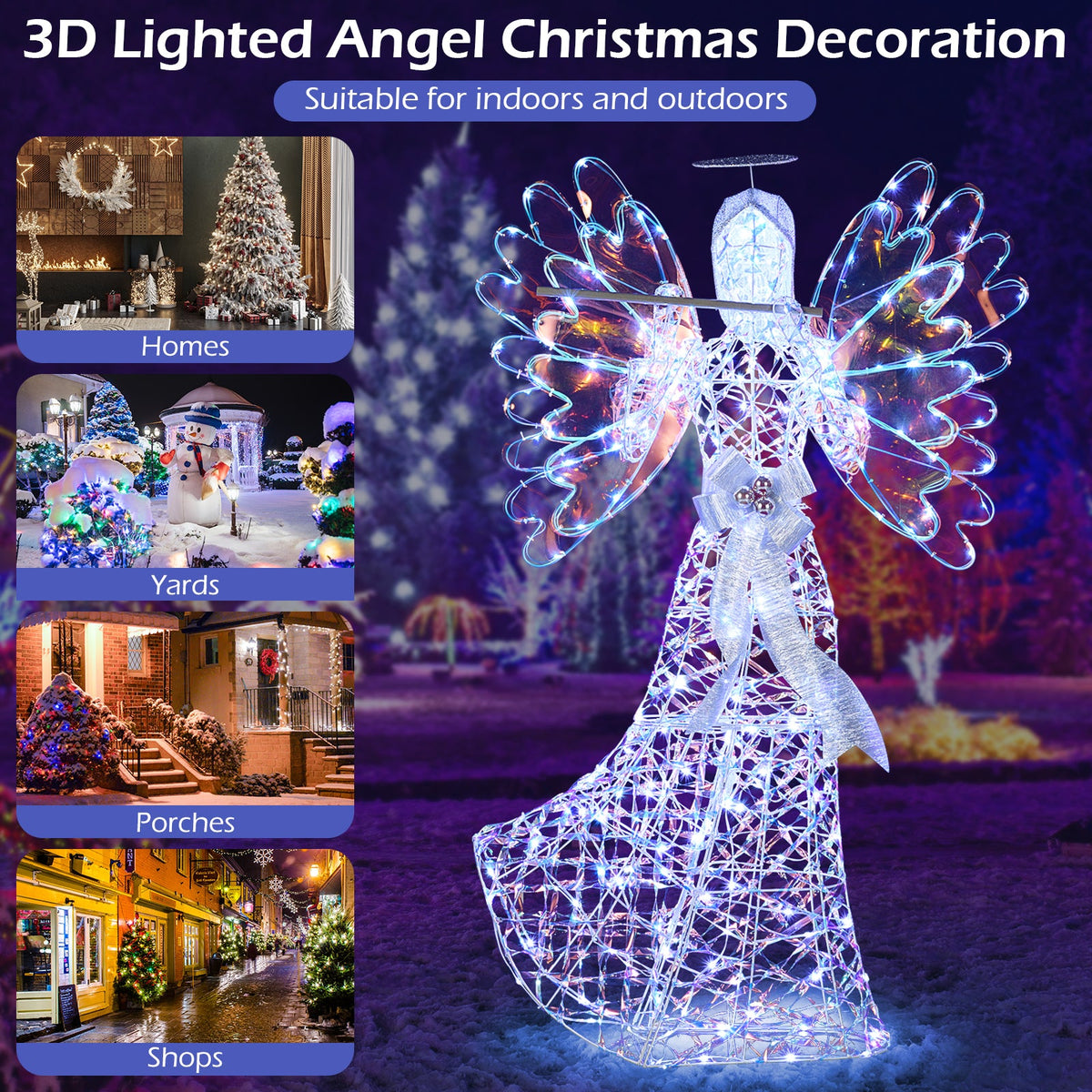 5.2 ft lighted angel Christmas decoration with glittering halo and flute DirectDeals on Tampa Home & Garden Store