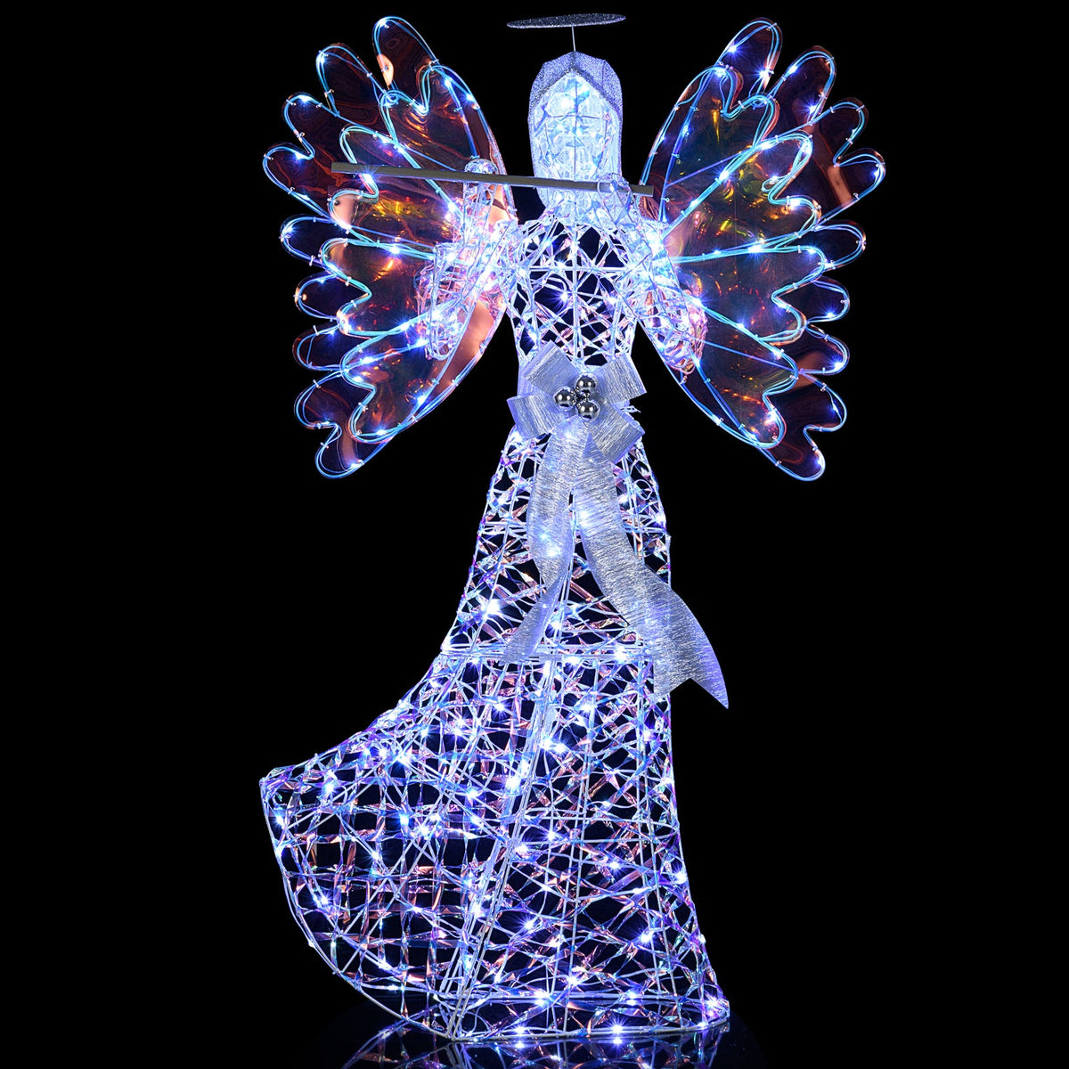 5.2 ft lighted angel Christmas decoration with halo and crystal body blue LED DirectDeals on Tampa Home & Garden Store