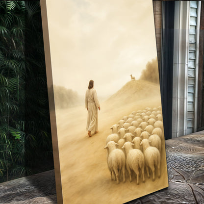 99 Faith Wall Art III canvas by Tailored Canvases beige pastoral scene with woman and sheep on Tampa Home & Garden Store