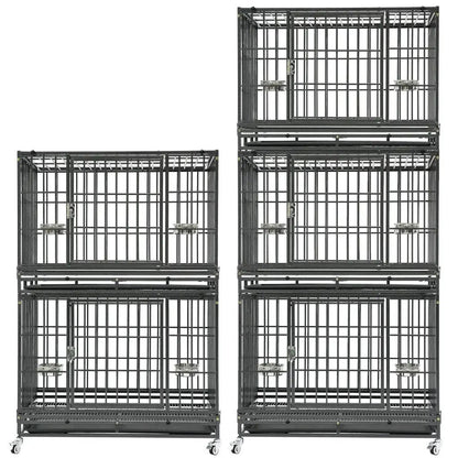 37 Inch stackable heavy duty dog crate set of four in black metal with wheels by Homey Pet Official on Tampa Home & Garden Store