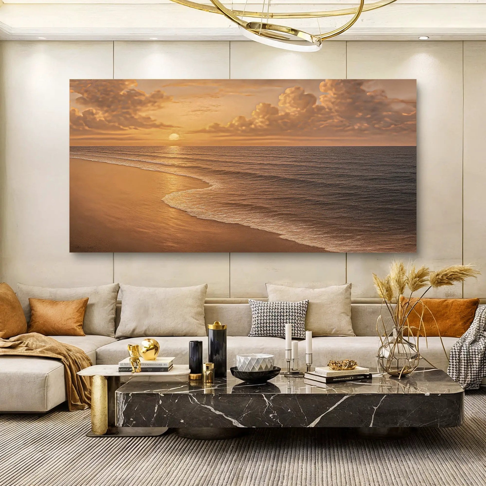 Canvas Beach Shoreline Coastal Wall Art VIII in warm sunset tones by Tailored Canvases on Tampa Home & Garden Store