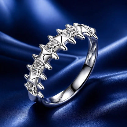 925 Sterling Silver ring with CZ stones, white gold plated, women's size 6 on Tampa Home & Garden Store