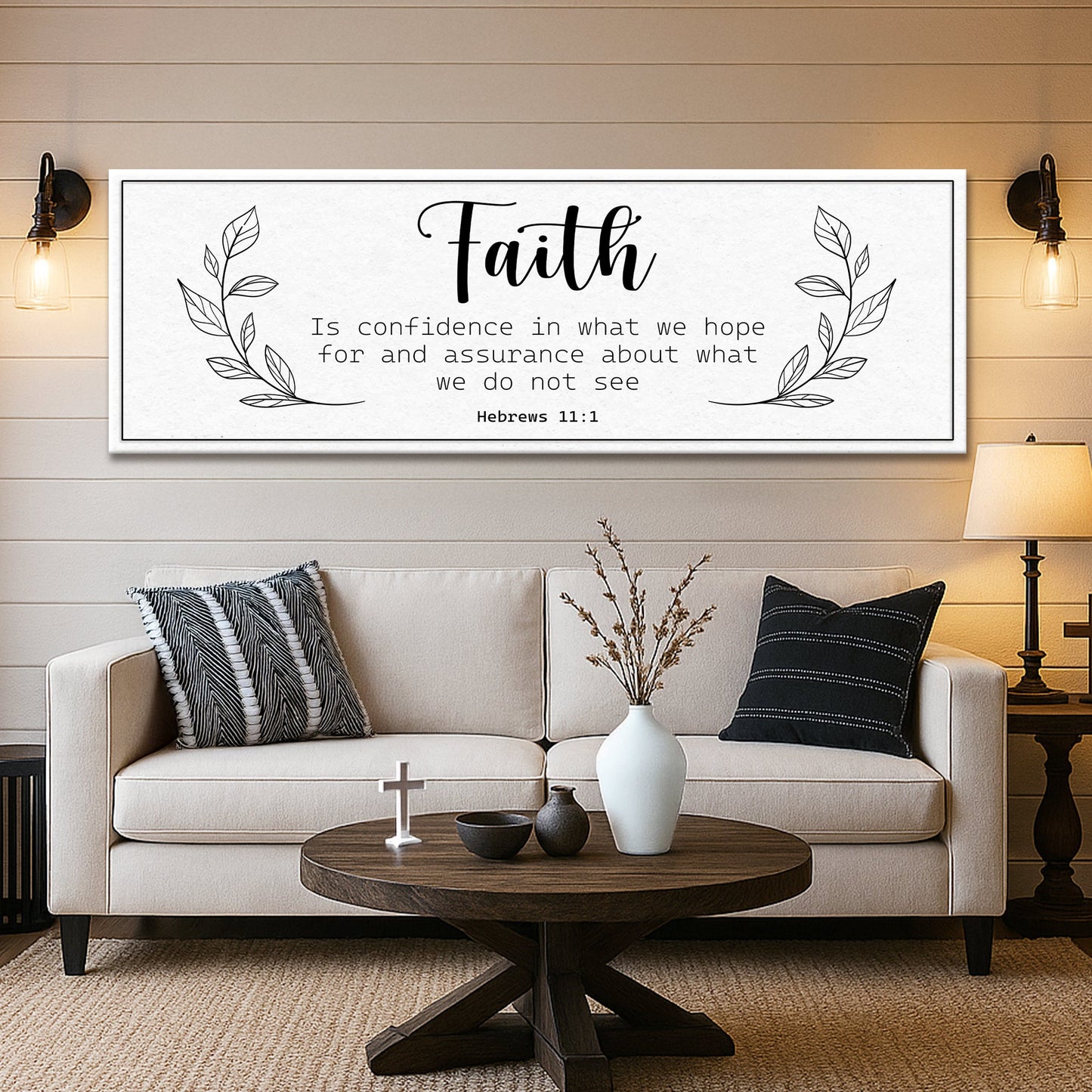 Faith Is Confidence canvas sign Tailored Canvases Faith script and Hebrews 11:1 motif on Tampa Home & Garden Store