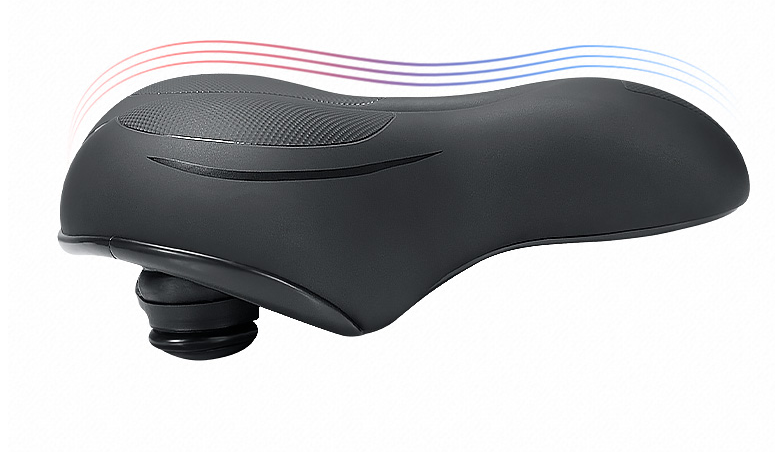 Stevvex bicycle saddle black rubber with dual shock-absorbing memory foam waterproof on Tampa Home & Garden Store