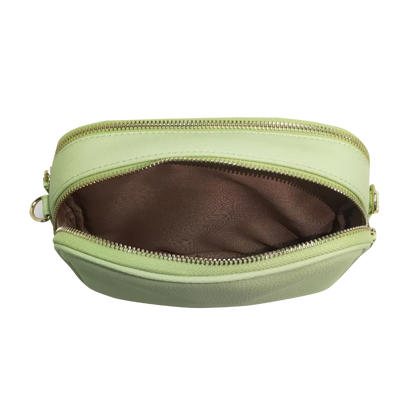 Genuine Leather Double Zipper Crossbody