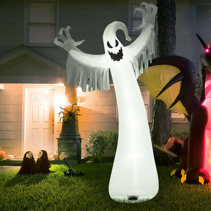 12 Feet Halloween Inflatable Spooky Ghost with LED lights and blower by DirectDeals in front yard on Tampa Home & Garden Store