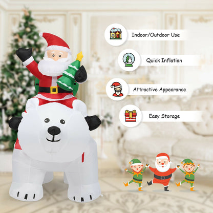 DirectDeals 6.5 ft Santa riding polar bear inflatable with shaking head LED lights on Tampa Home & Garden Store