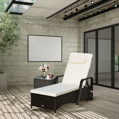 Tumbona reclinable acolchada para exteriores con respaldo ajustable