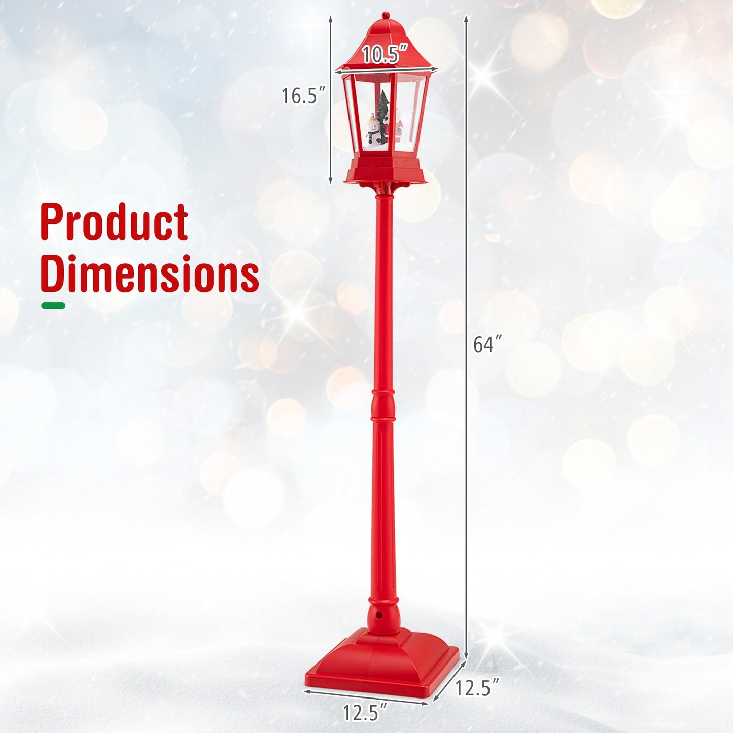 5.3 ft red musical Christmas street lamp with blowing snow and LED lights DirectDeals on Tampa Home & Garden Store