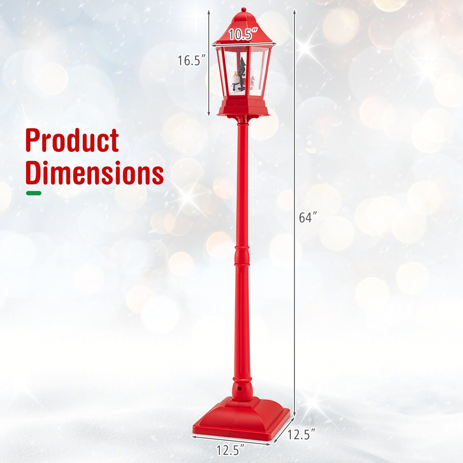 5.3 ft red musical Christmas street lamp with blowing snow and LED lights DirectDeals on Tampa Home & Garden Store