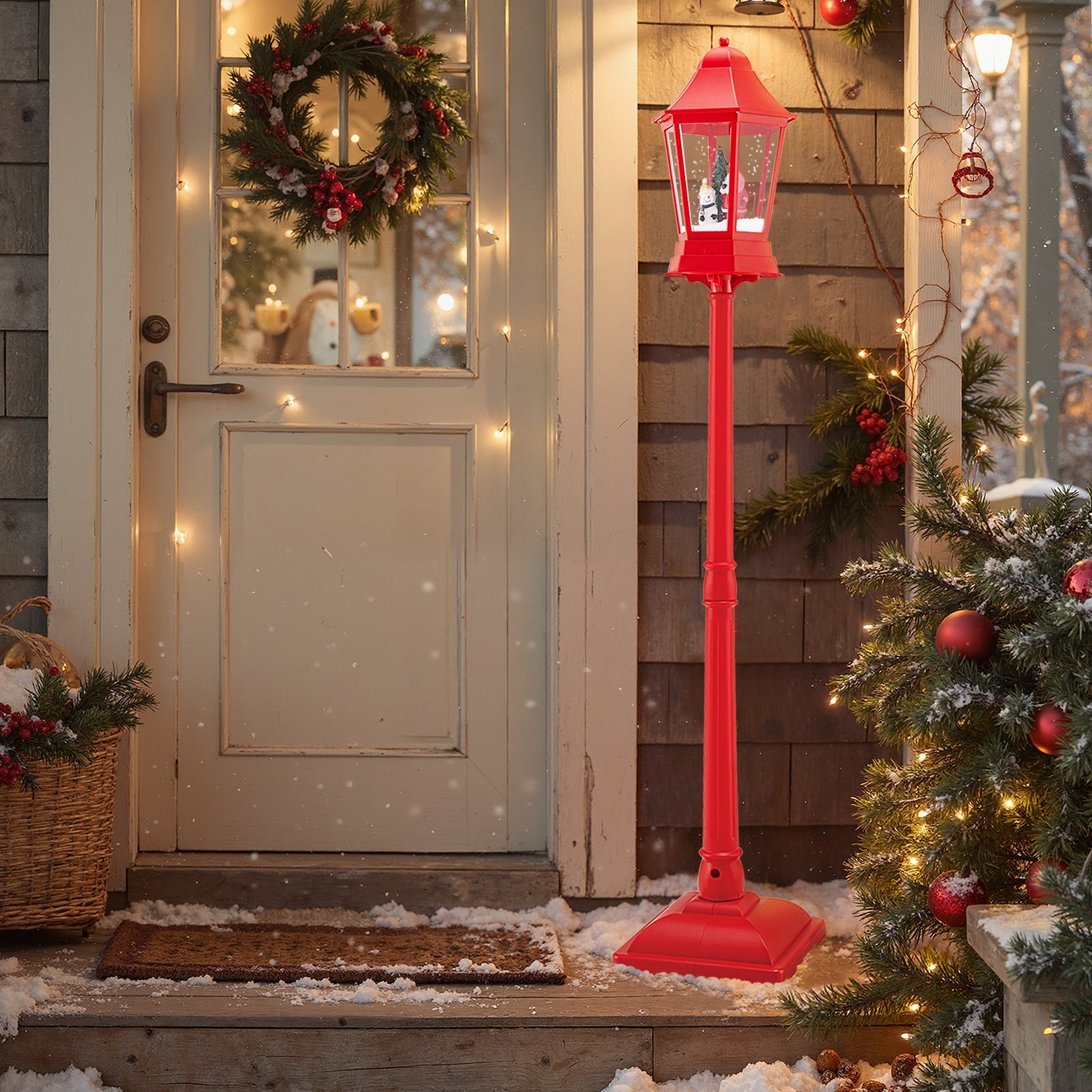 DirectDeals 5.3 ft red musical Christmas street lamp with blowing snow LED lights on Tampa Home & Garden Store