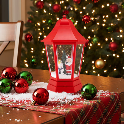 5.3ft red musical street lamp lantern with blowing snow scene, LED lights ornament on Tampa Home & Garden Store