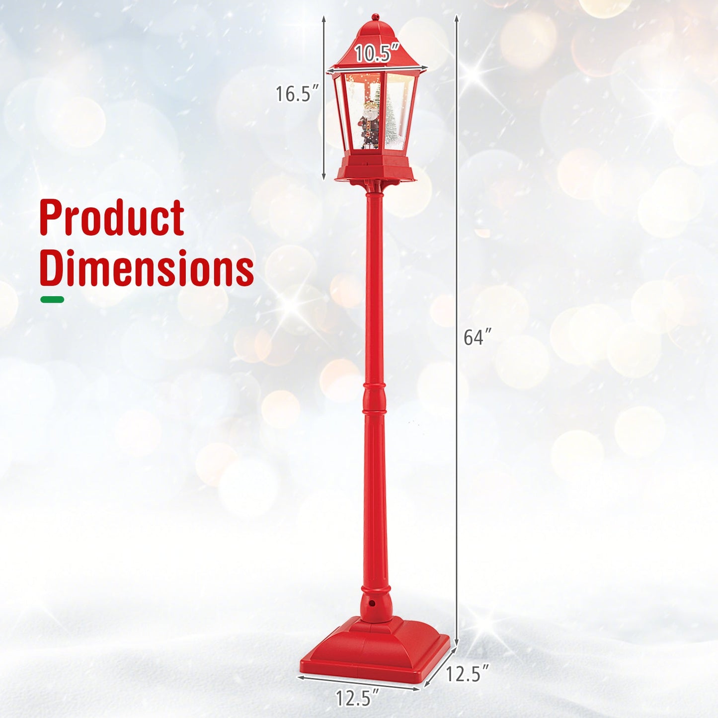 DirectDeals red 5.3 ft musical Christmas street lamp with 60 warm white LEDs on Tampa Home & Garden Store