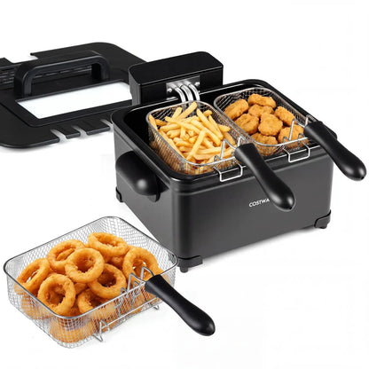 5.3 Qt Electric Deep Fryer with 3 Baskets 1700W