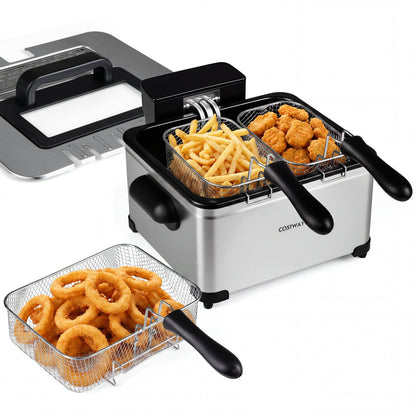 5.3 Qt Electric Deep Fryer with 3 Baskets 1700W