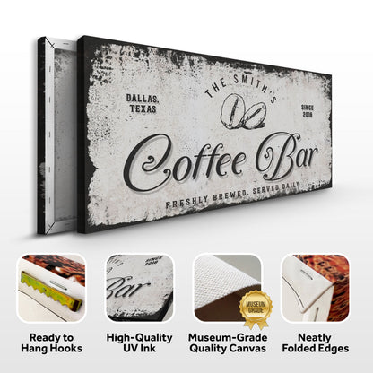 Coffee Bar Sign IV crafting canvas by Tailored Canvases, distressed beige and black print on Tampa Home & Garden Store