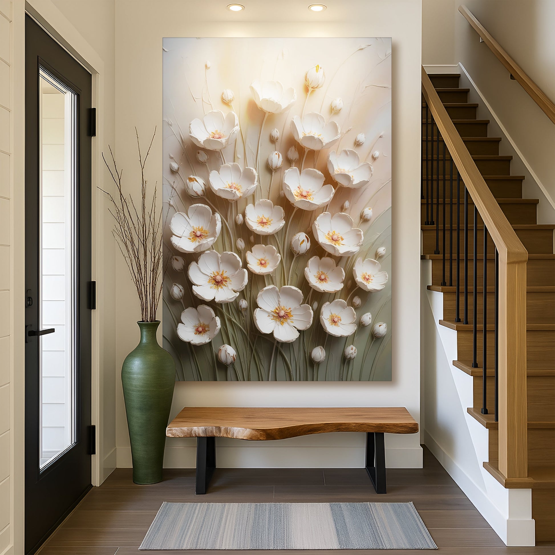 Floral wall art canvas by Tailored Canvases; large white flower bouquet, crafting canvas on Tampa Home & Garden Store
