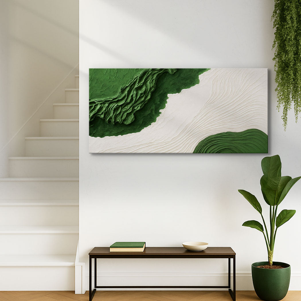 Green Rivers Abstract Wall Art IX canvas by Tailored Canvases, green white textured canvas on Tampa Home & Garden Store